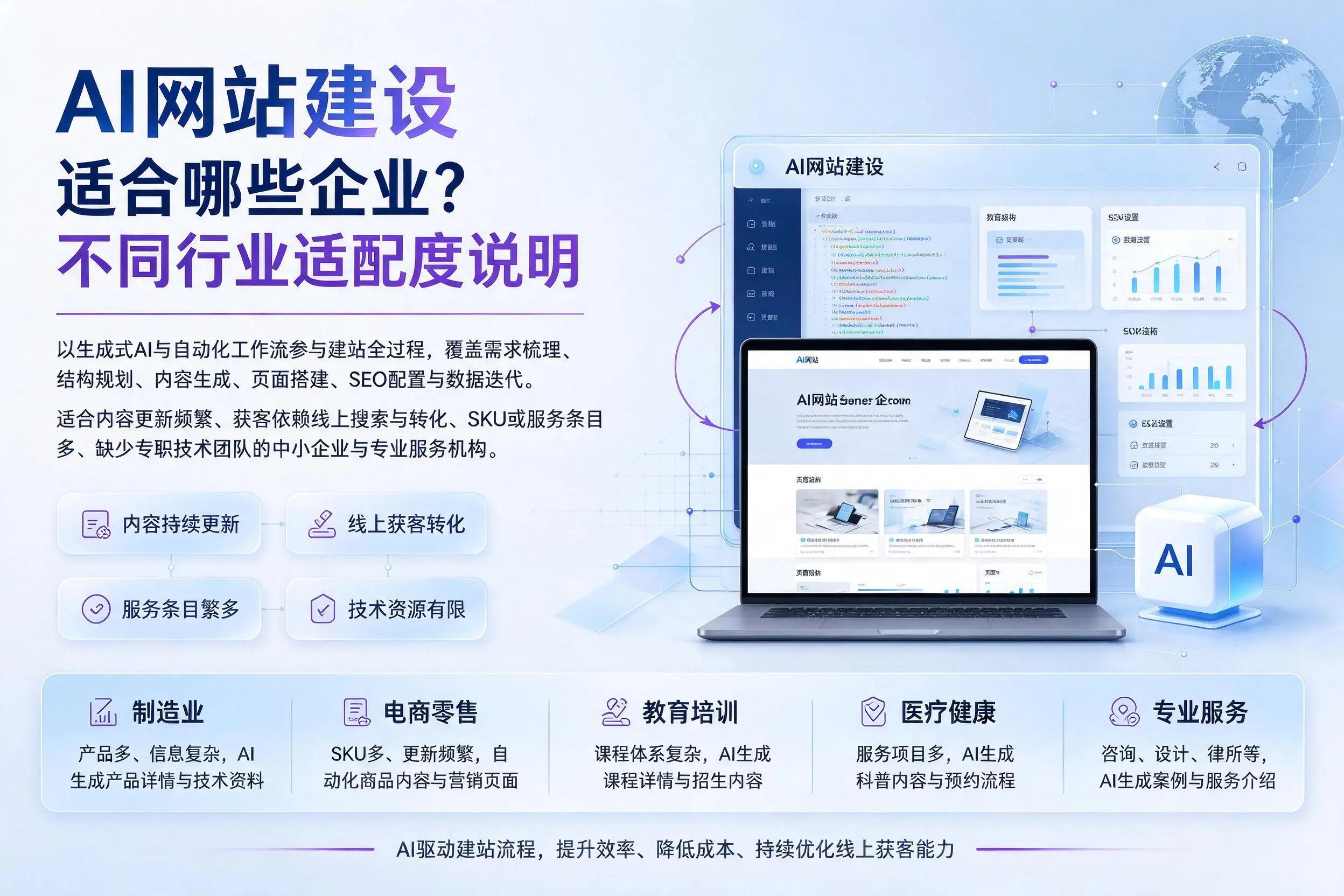 AI网站建设适合哪些企业？承德不同行业适配度说明